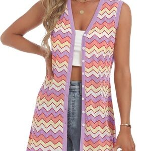 Colorful Chevron Knit Vest